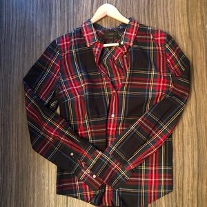 J Crew “Perfect” shirt - black Stewart tartan (W size 10)